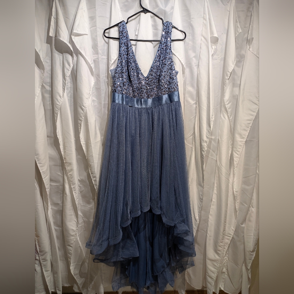 Ever Pretty Blue Sequin High-Low Evening Dress